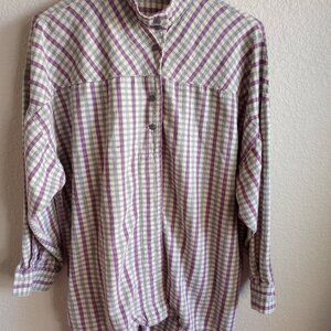 PUTUMAYO Women's Flannel shirt. Button up. Purple & Silver